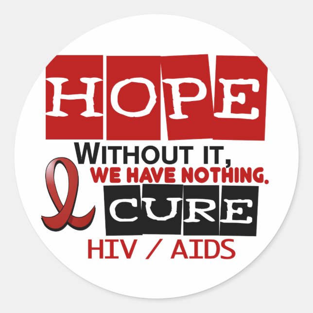 AIDS HIV HOPE 2 CLASSIC ROUND STICKER (Front)
