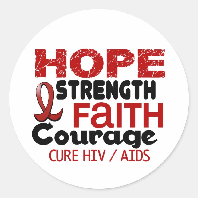 AIDS HIV HOPE 3 CLASSIC ROUND STICKER (Front)