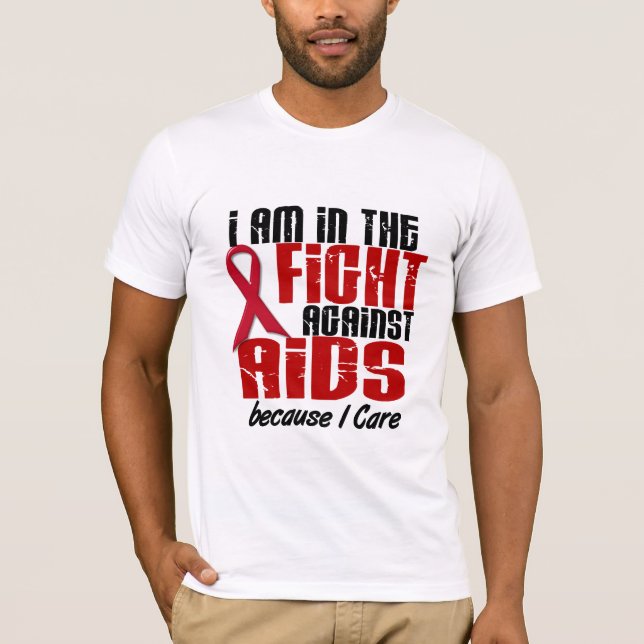 AIDS HIV In The Fight 1 I Care T-Shirt (Front)