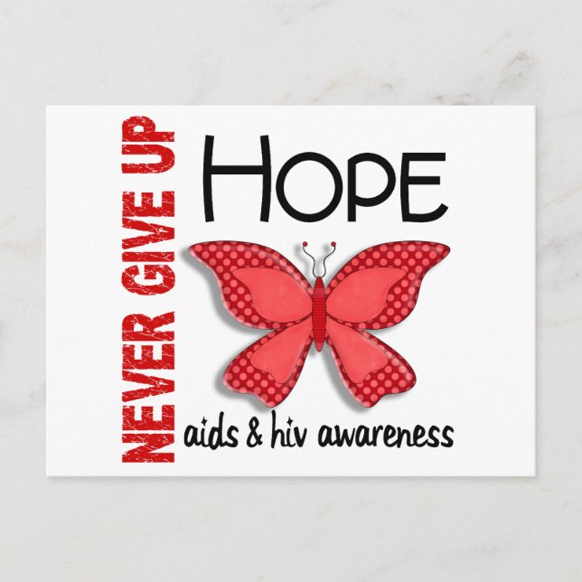 AIDS Never Give Up Hope Butterfly 4.1 Postcard (Front)