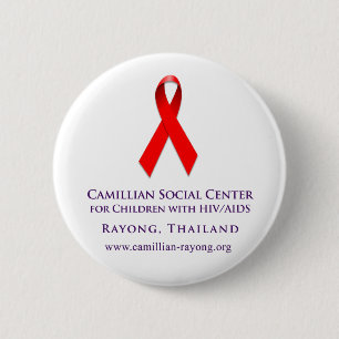 AIDS Ribbon (button) 6 Cm Round Badge