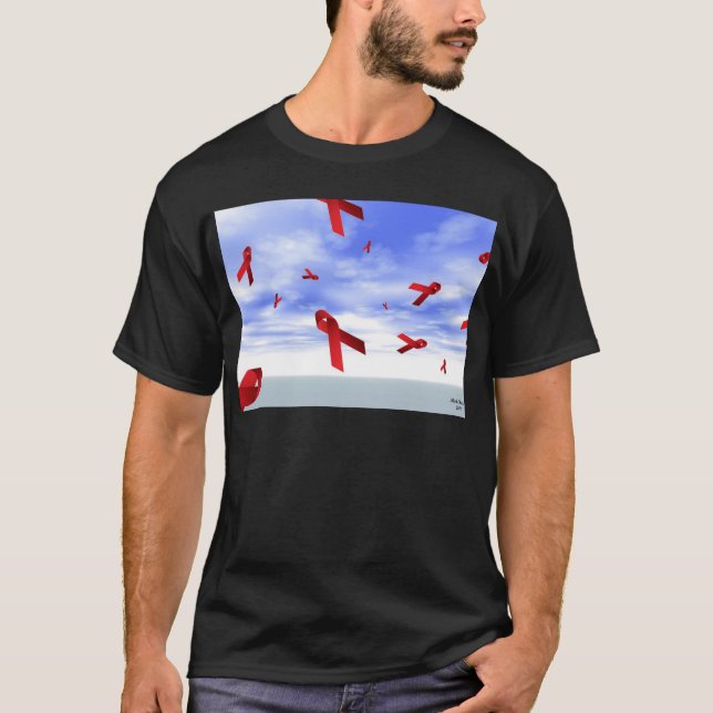 Aids Ribbons Floating in the Sky T-Shirt (Front)