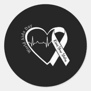Aids Support Red Ribbon World Aids Day Hiv Aids Aw Classic Round Sticker