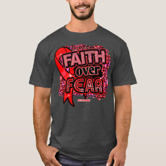 AIDSHIV awareness Ribbon Faith Over Fear Leopard G T-Shirt