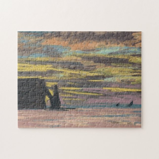 Aiguille & Porte d’Aval Etretat Sunset Monet Fine Jigsaw Puzzle (Horizontal)