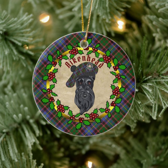 Aikenhead Scottie Dog Christmas Ceramic Ornament (Tree)