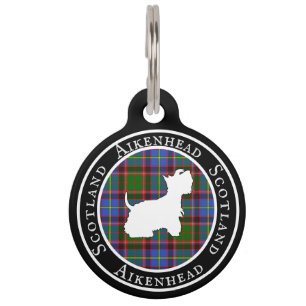 Aikenhead Tartan & Scottie Dog Personalised Pet Tag
