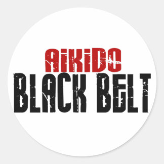 Aikido Black Belt Classic Round Sticker