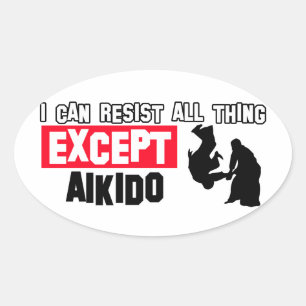 aikido martial design oval sticker