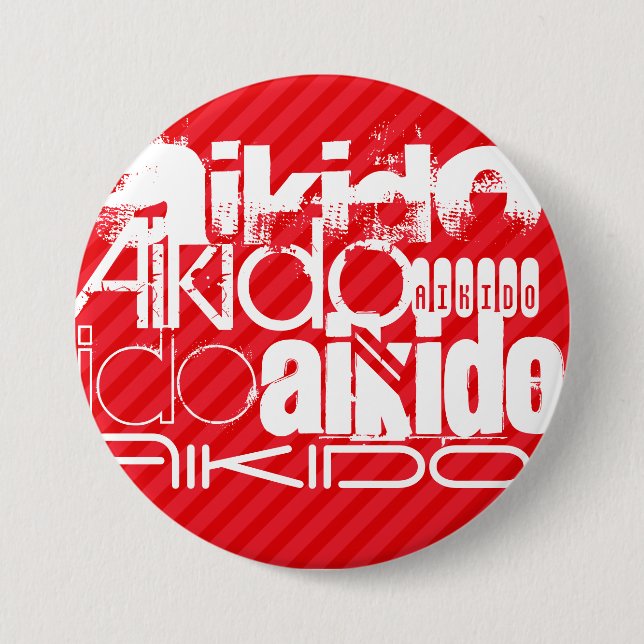 Aikido; Scarlet Red Stripes 7.5 Cm Round Badge (Front)
