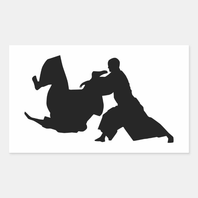 Aikido Silhouette Rectangular Sticker (Front)