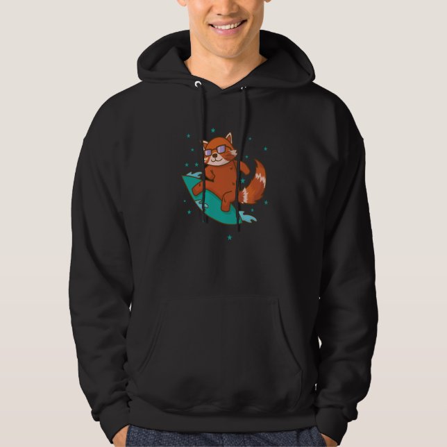 Ailuridae surfing Bear Cat lesser Panda Hoodie (Front)