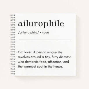 Ailurophile Definition - Cat Lover Notebook