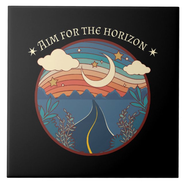 Aim for the horizon travel nature roadtrip ceramic tile (Front)