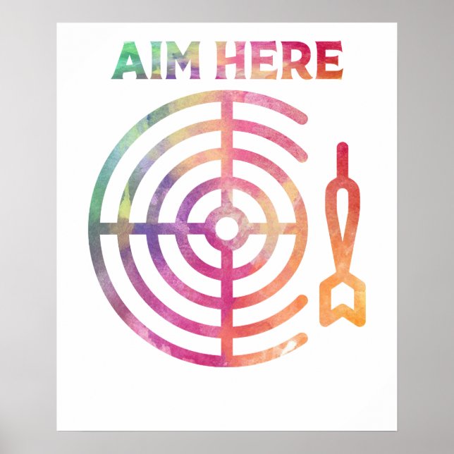 Aim Here Darts Players Bullseye Target Shooting Cl Poster (Front)