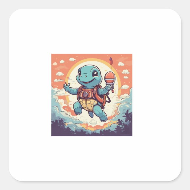 Aim High Baby Turtle Square Sticker (Front)