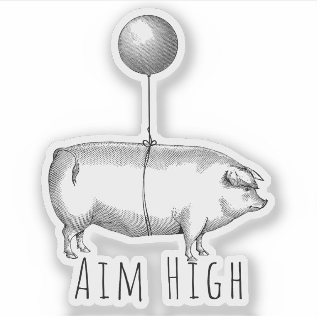 Aim High Cute Pig and Balloon Inspirational (Front)