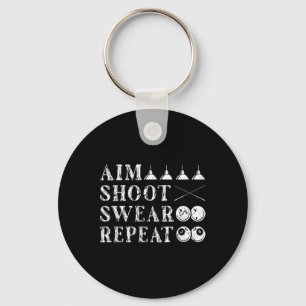 Aim Shoot Swear 8 Ball Pool Billiards Key Ring