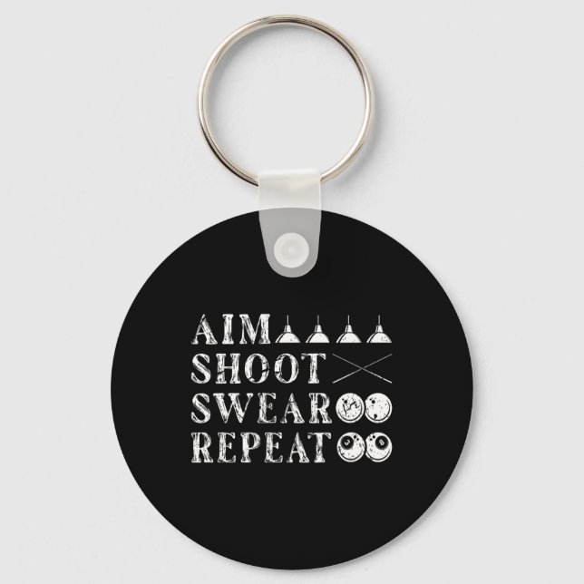 Aim Shoot Swear 8 Ball Pool Billiards  Key Ring (Front)