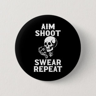 Aim Shoot Swear Repeat 8 Ball Billiard Pool Player 6 Cm Round Badge