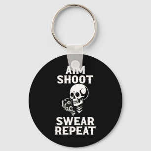 Aim Shoot Swear Repeat 8 Ball Billiard Pool Player Key Ring