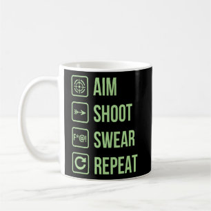 Aim Shoot Swear Repeat Archery Life Joke Coffee Mug
