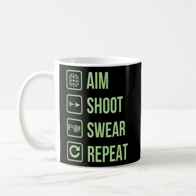 Aim Shoot Swear Repeat  Archery Life Joke  Coffee Mug (Left)