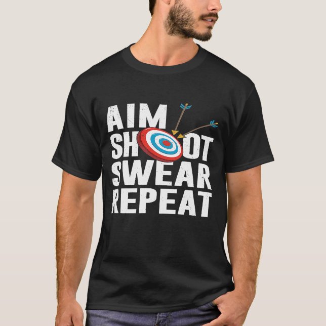 Aim Shoot Swear Repeat Archery Target T-Shirt (Front)