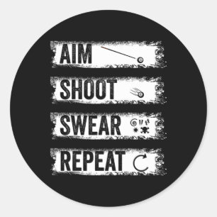 Aim Shoot Swear Repeat Funny Billiards 8-ball Pool Classic Round Sticker