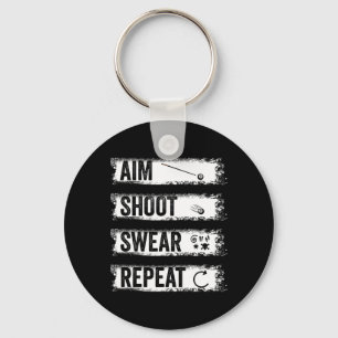 Aim Shoot Swear Repeat Funny Billiards 8-ball Pool Key Ring