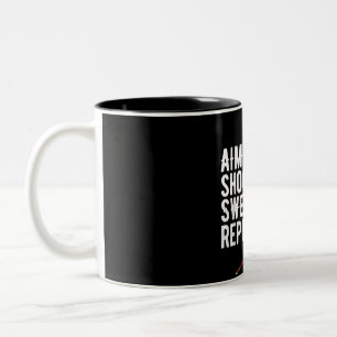 Aim Shoot Swear Repeat Pool 8-Ball Billiard Funny Two-Tone Coffee Mug