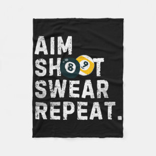 Aim Shoot Swear Repeat Vintage Pool Player Funny B Fleece Blanket