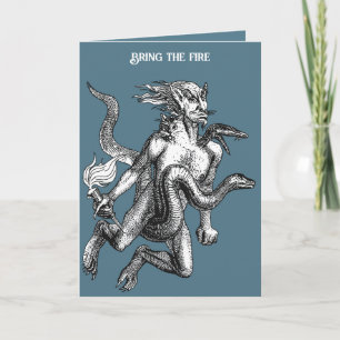 Aim Three Headed Man, Serpent, And Cat Card