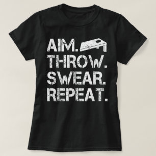 Aim Throw Swear Repeat Vintage Bean Bag Toss Funny T-Shirt