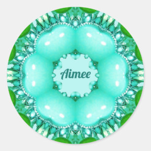 AIMEE ~ Bright Abstract Fractal Pattern ~ Classic Round Sticker
