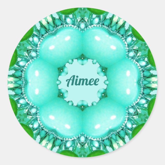AIMEE ~ Bright Abstract Fractal Pattern ~ Classic  Round Sticker (Front)
