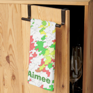 AIMEE ~ Christmas ~Red Yellow Green White ~ Tea Towel
