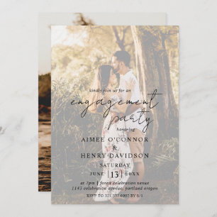Aimee Rustic Script Modern Engagement Party Invitation