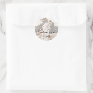 Aimee Rustic Script Modern Wedding Classic Round Sticker