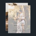 Aimee Rustic Script Modern Wedding Invitation<br><div class="desc">Modern budget photo wedding invitation featuring a simple design with "the wedding of" in a rustic style script typography along with your wedding details over your favourite picture with an opaque overlay.  This elegant invitation with a minimalist layout is great for any style of wedding.</div>