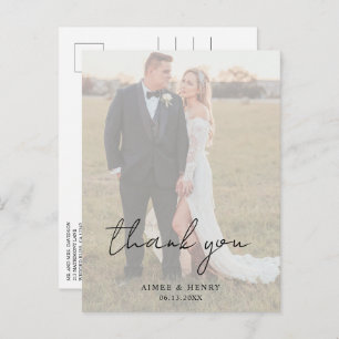 Aimee Rustic Script Modern Wedding Postcard