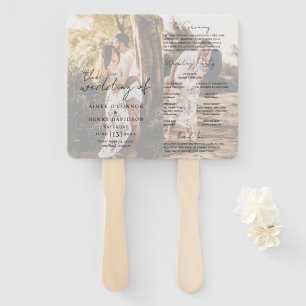 Aimee Rustic Script Modern Wedding Program Hand Fan