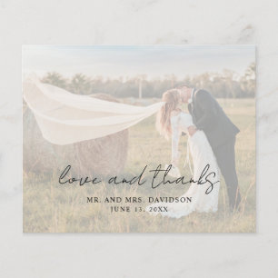 Aimee Rustic Script Modern Wedding Thank You Card