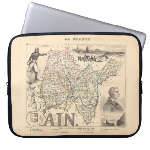 Ain Department France 1858 Alexandre Vuillemin Map Laptop Sleeve