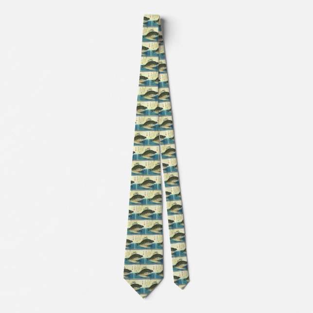 Ainame & Shima-hata - Hiroshige's Japanese Fish Tie (Front)