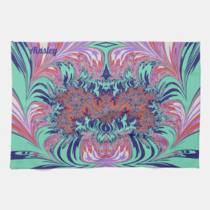 AINSLEY ~ Blue Green Red Purple ~ 3D ~ Tea Towel