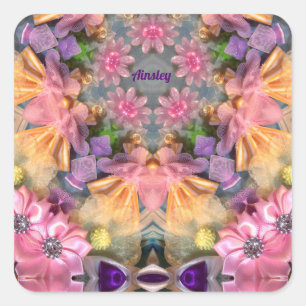 AINSLEY ~ Shades Yellow, Purple, Pink, Blue ~ Square Sticker