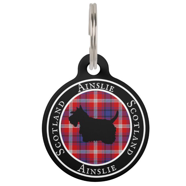 Ainslie Tartan & Scottie Dog Personalised  Pet Tag (Front)