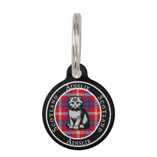 Ainslie Tartan & Scottish Kitty Personalized Pet Tag