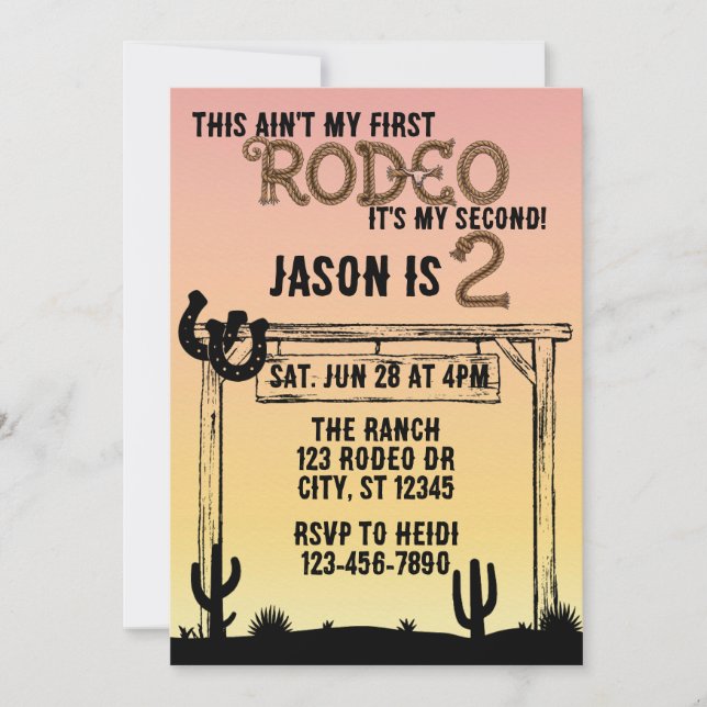Ain't My First Rodeo, 2nd Western Birthday Invitation (Front)